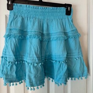 Tiered Blue Mini Skirt